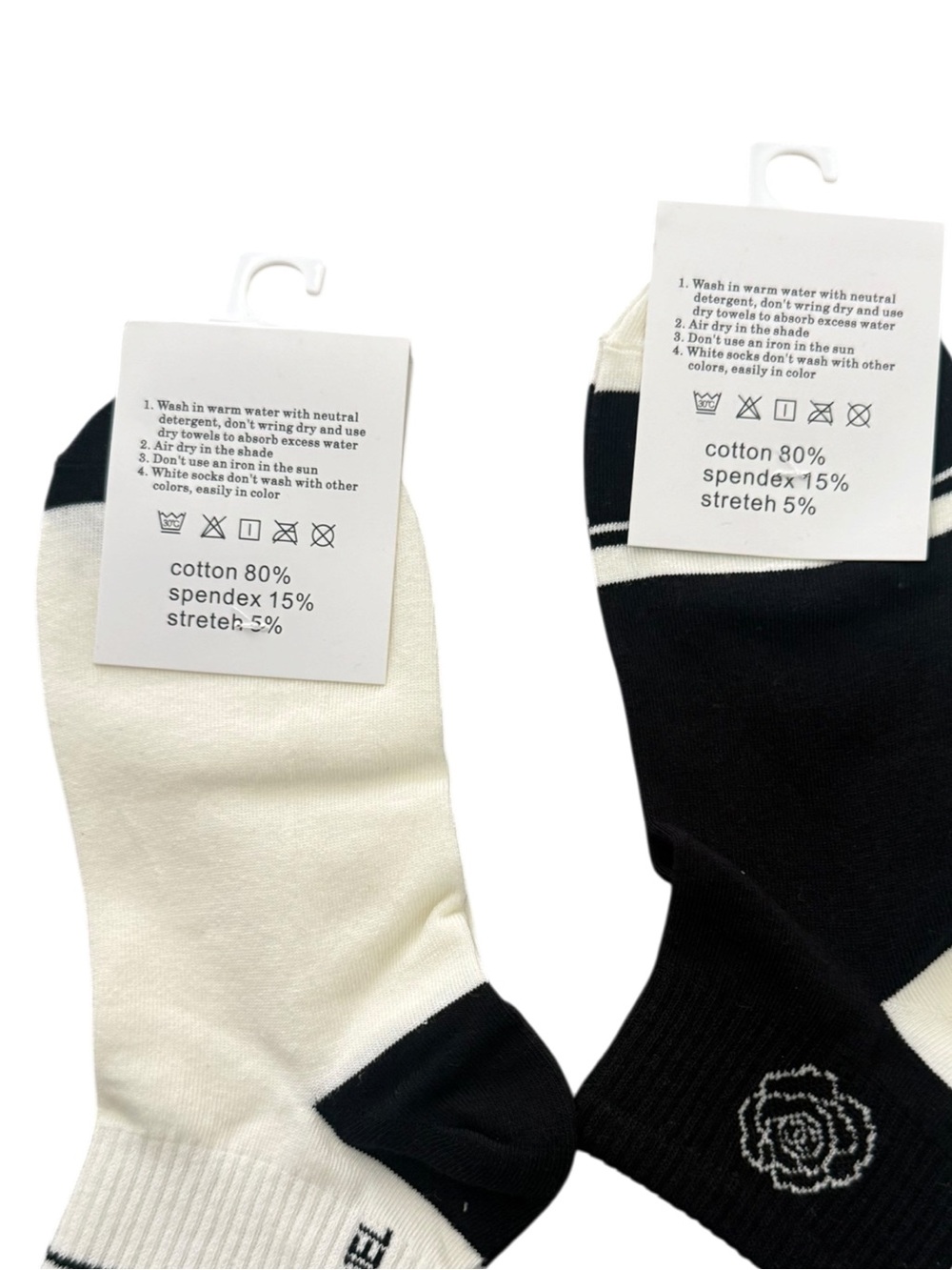 NWT 2 Pair Chanel Outlet Women’s Black and Cream Logo Socks - Picture 4 of 4